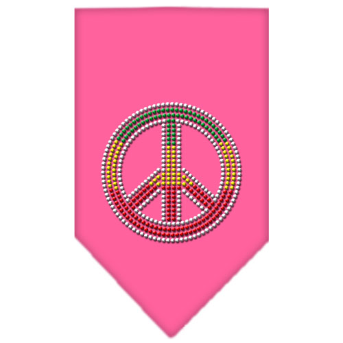 Rasta Peace Rhinestone Bandana Bright Pink Large